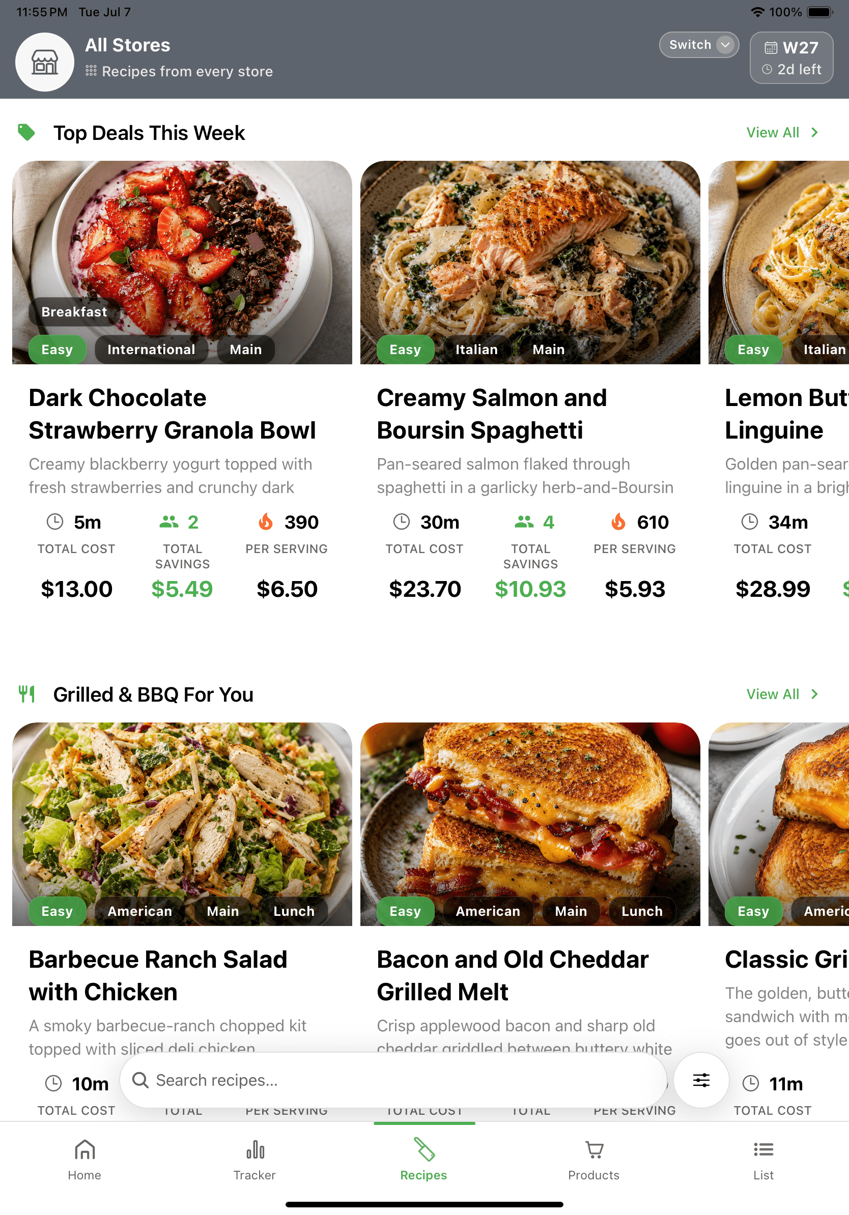 Deal Dish recipe screen on iPad