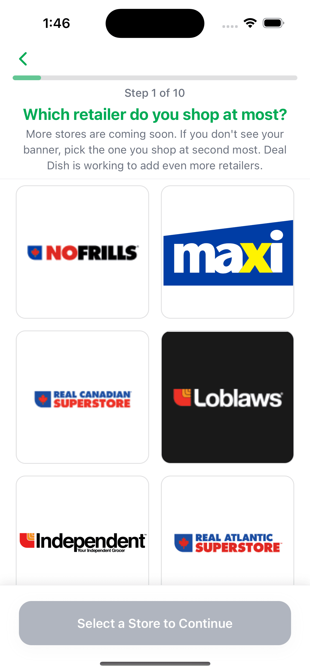 Deal Dish onboarding — profile setup