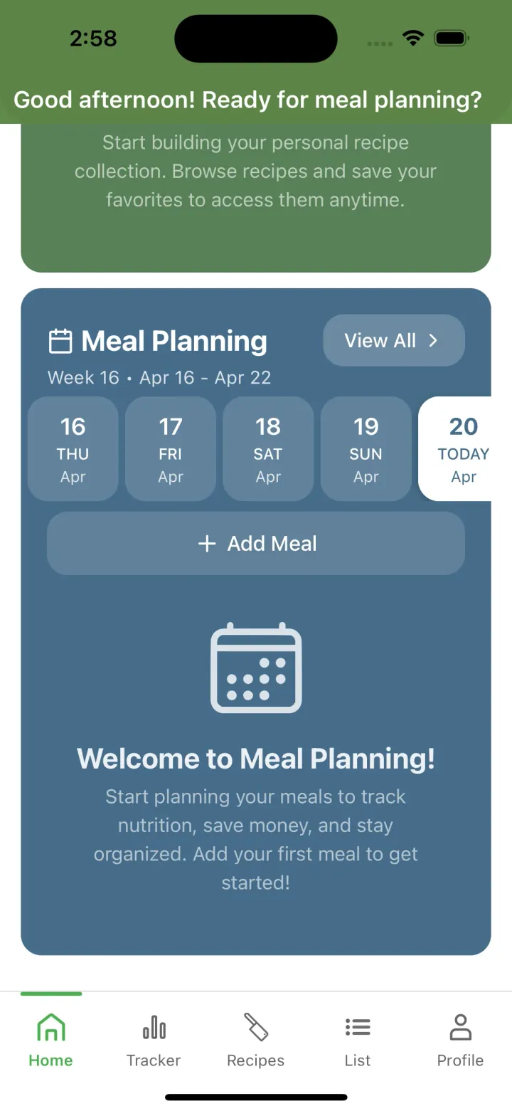Deal Dish meal planner on iPhone