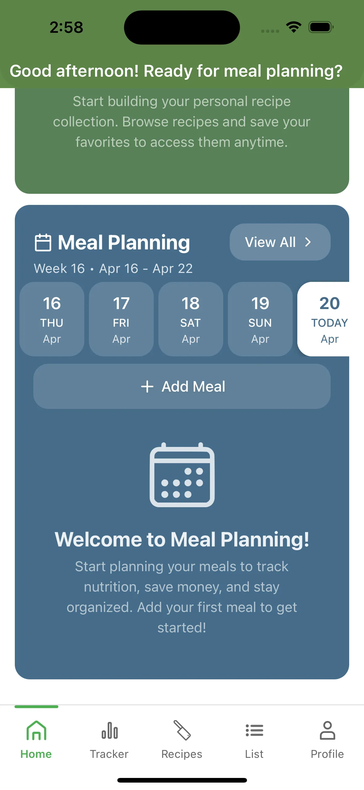 Deal Dish meal planner on iPhone
