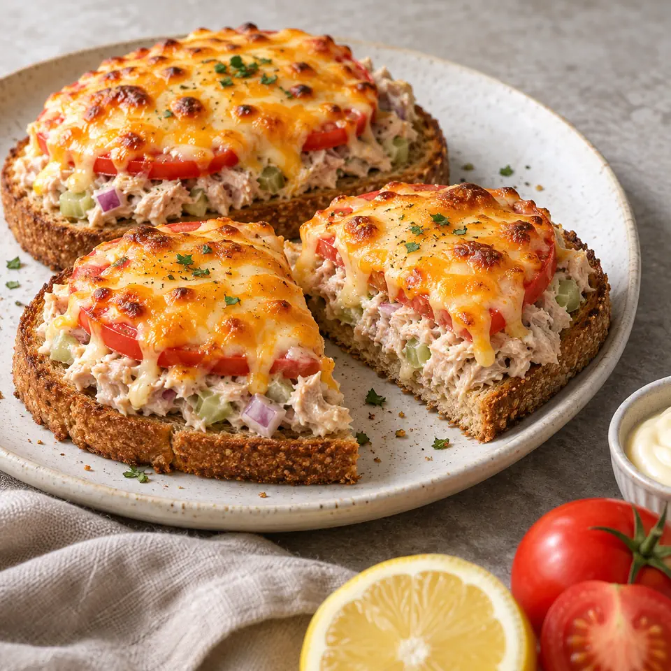 Sheet-Pan Open-Faced Tuna Melts, plated